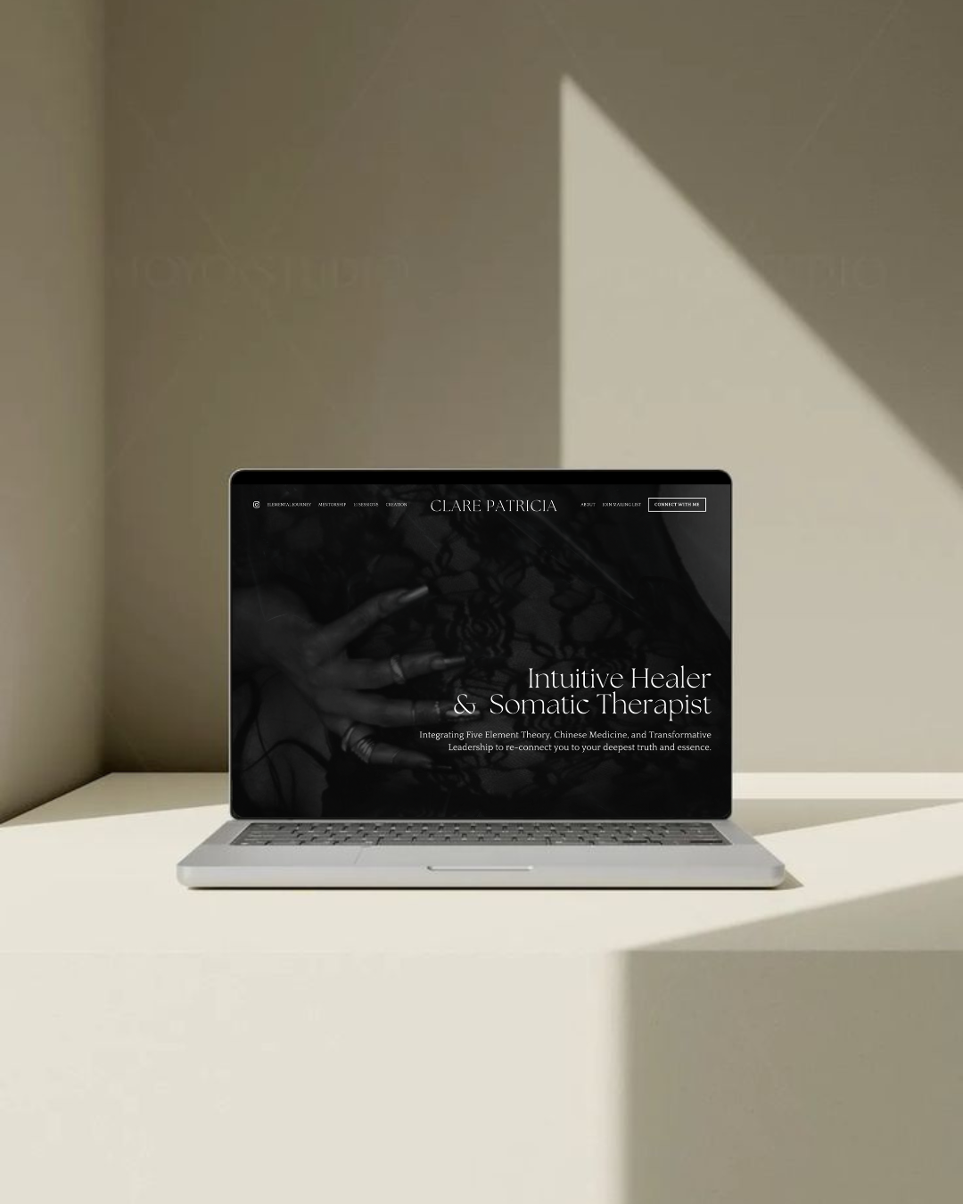 mockup design of kajabi website and online coaching for somatic therapy website design agency helping beauty and fashion brands grow online